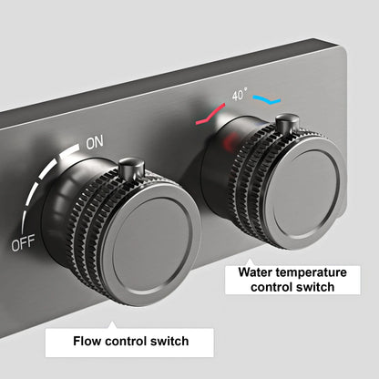 Luxury brass gun gray ceiling constant temperature shower system LED digital display hot and cold water embedded bathroom faucet