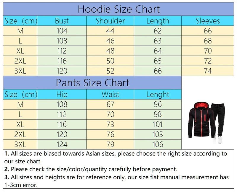 Mens Tracksuit Casual Zipper Jacket+Sweatpants 2 Pcs Set Fitness Sweatshirts Suits Hooded Coat Outdoors Jogging Mens Clothing