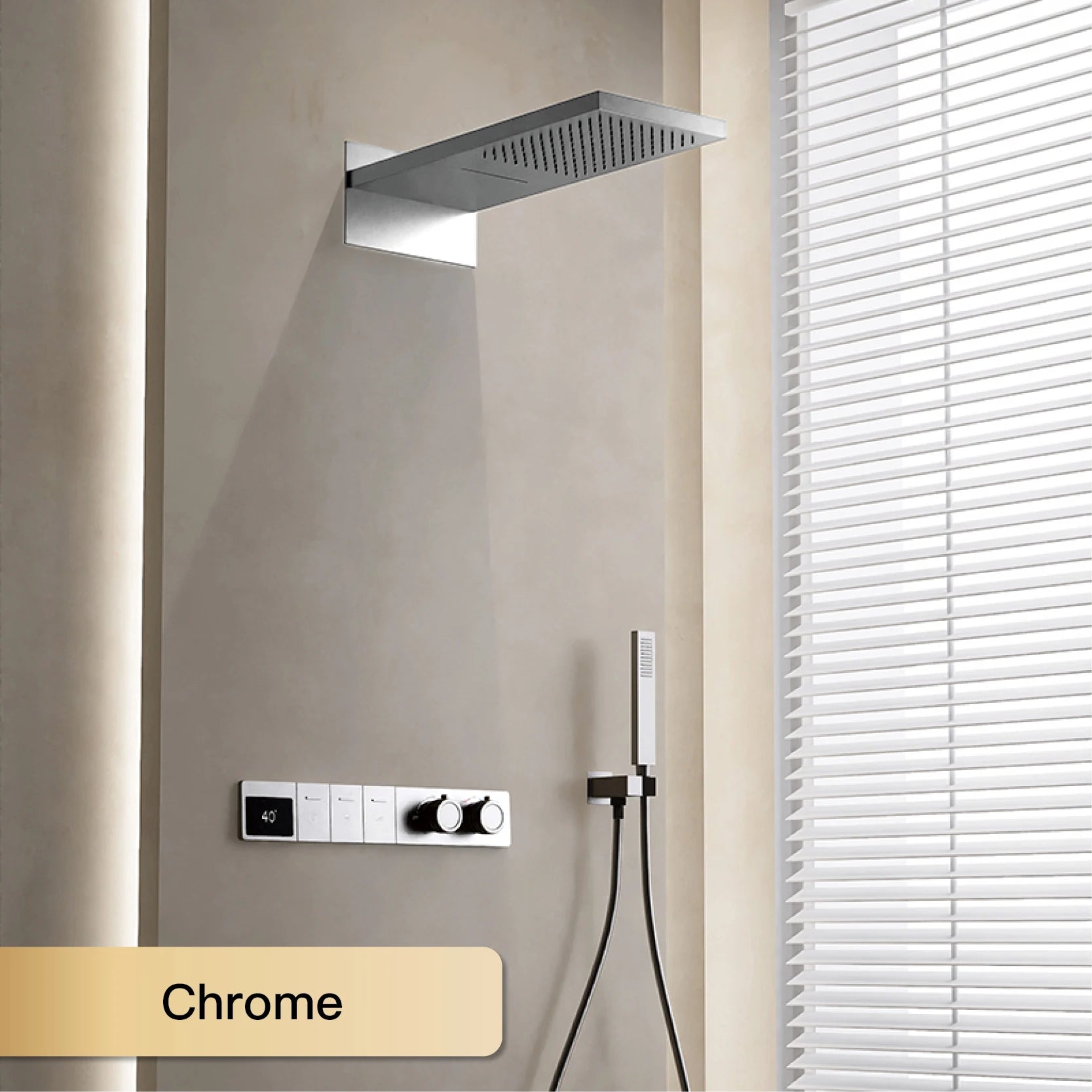 Intelligent digital display luxury white brass shower system with hidden design Dual control of hot &amp; cold Wall mounted faucet