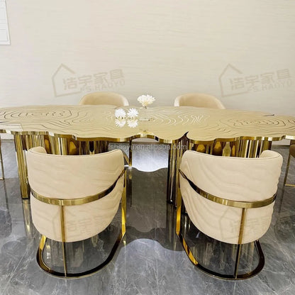 Chicago Furniture Italian Design Luxury Classic Dining Table Set Classic Oval Metal Kitchen Dining Table