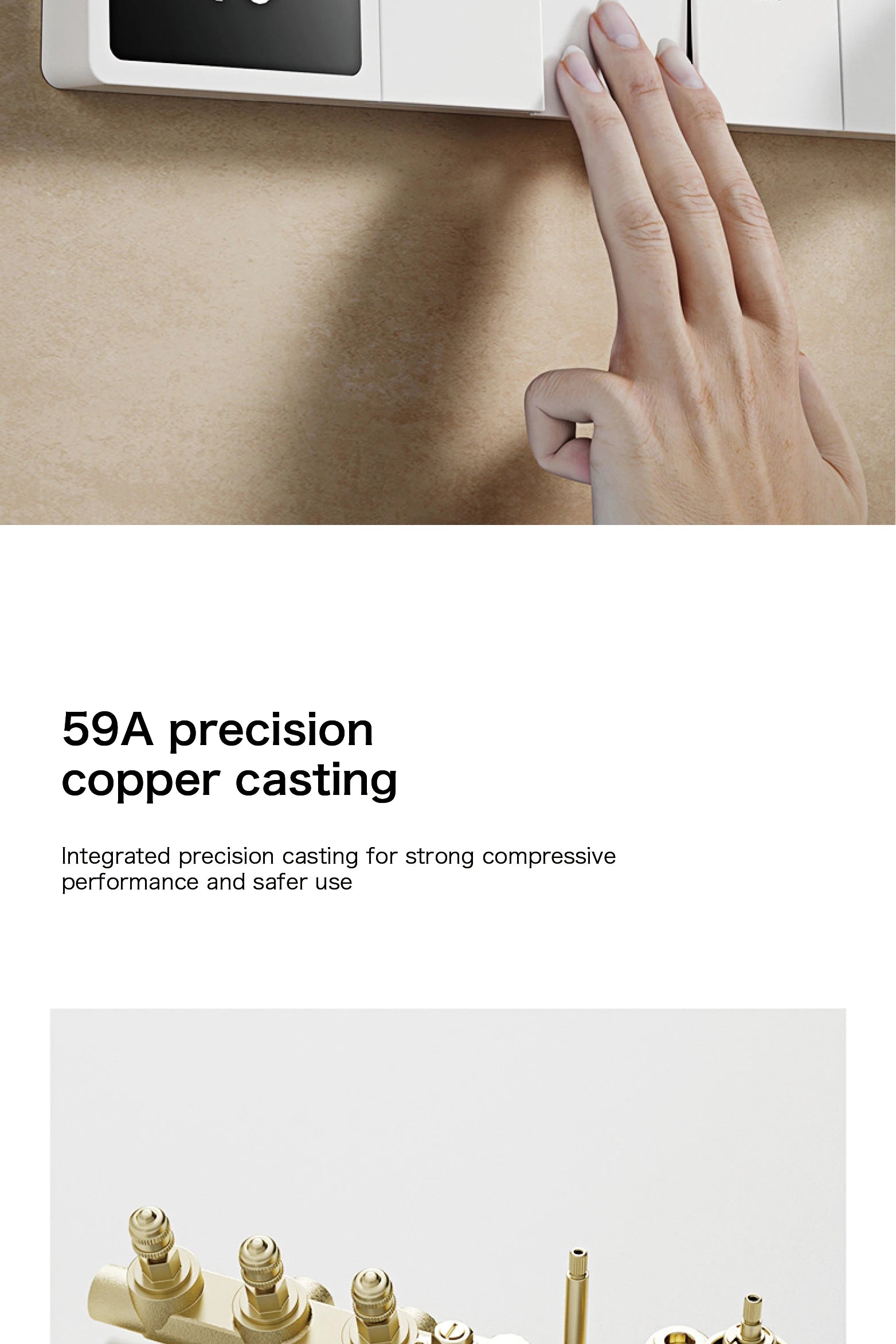 Intelligent digital display luxury white brass shower system with hidden design Dual control of hot &amp; cold Wall mounted faucet