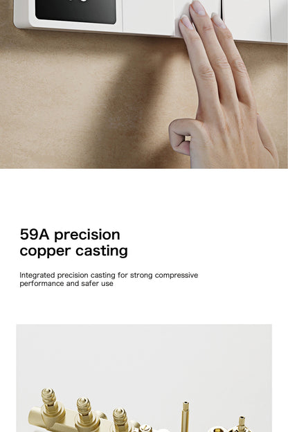 Intelligent digital display luxury white brass shower system with hidden design Dual control of hot &amp; cold Wall mounted faucet