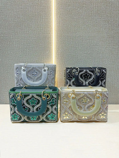 Handmade Light Luxury Women Evening Bag Handbag Shoulder Crossbody Dinner Bag shiney Diamond Decoration Fashion Women Party Bag