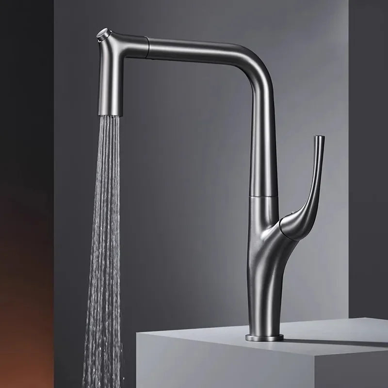 Pull Out Water Filter Tap Brass Crane For Deck Mounted Black  Sink Mixer 3 Way Kitchen Faucet