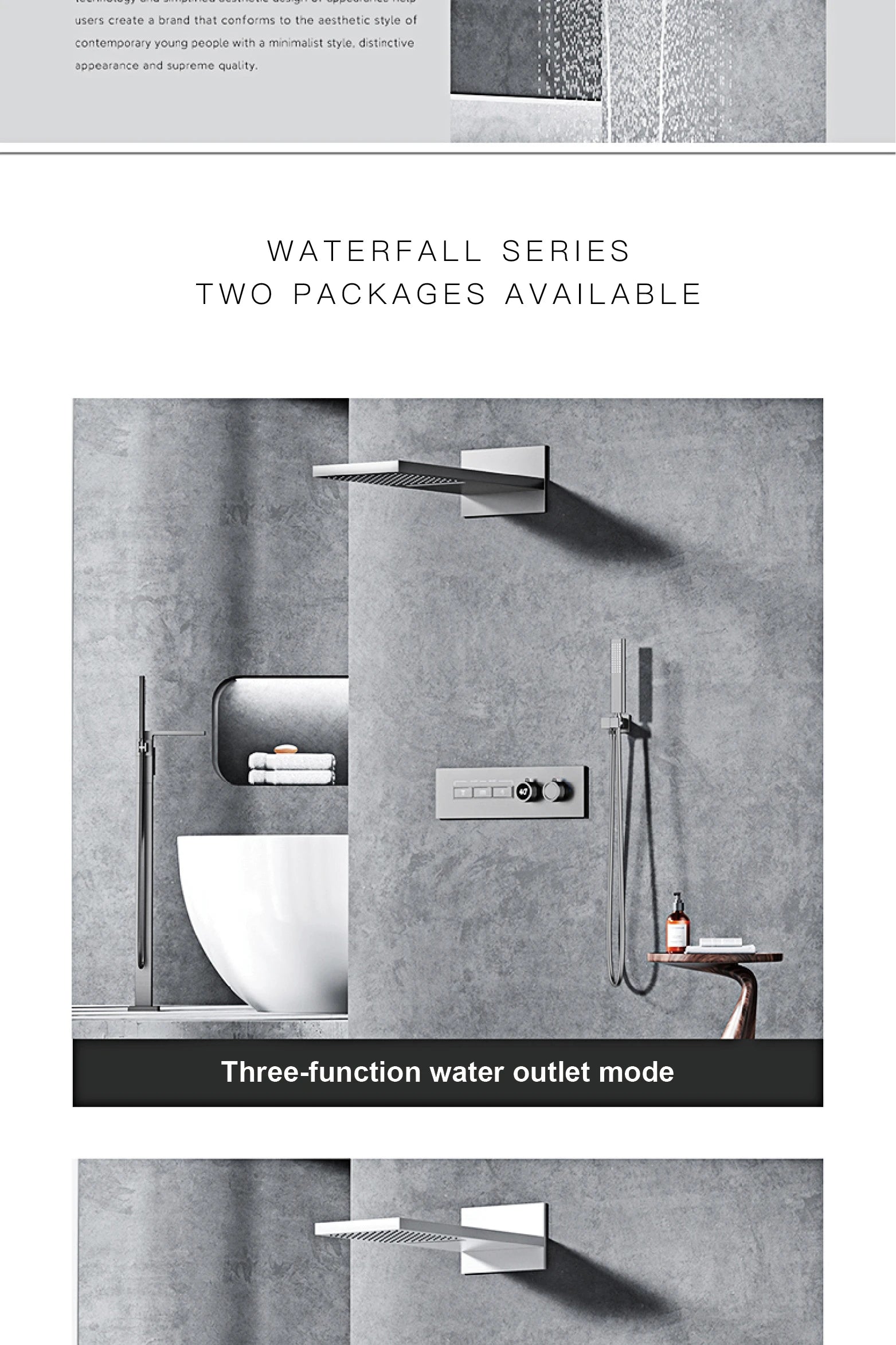 Luxury  black brass shower system wall-mounted LED digital display design Cold &amp; hot dual-control 4-function ceiling shower Tap