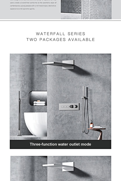 Luxury  black brass shower system wall-mounted LED digital display design Cold &amp; hot dual-control 4-function ceiling shower Tap