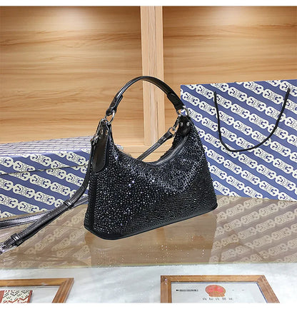 Women Shiny Evening Handbag Female delicate rhinestone shoulder bag dinner fashion luxury large capacity Tote bag gift for girls
