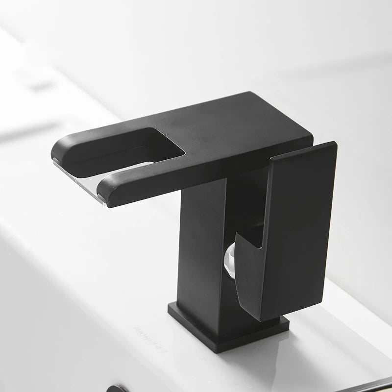 Luxury LED Black Basin Faucet Tall And Short Tap Bathroom Single Handle Cold and Hot Water Flow Produces Electricity