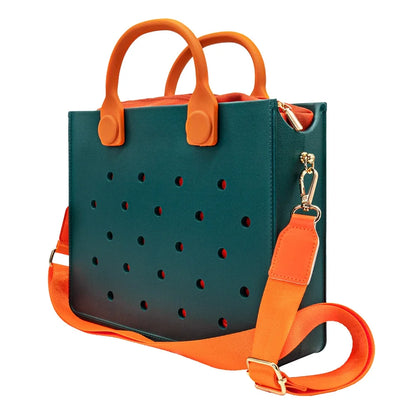 Beach Tote Travel Handbag Storage Fashion Storage EVA Large Leather Shoulder Bag for Women Casual Waterproof Bag Hole Fit Charms