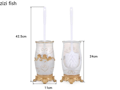 European Resin Household Bathroom Set Soap Dispenser Tooth Brush Holder Cup Soap Dish Tray Toilet Brush Wastebin Storage Set