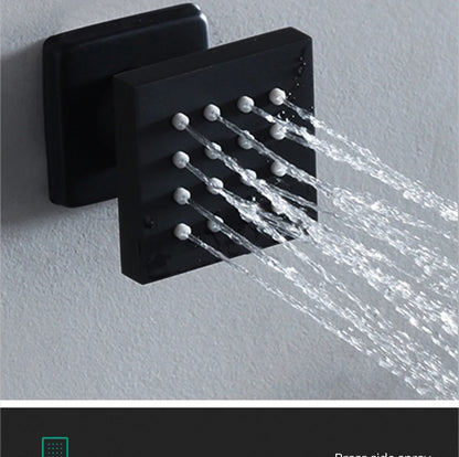 Luxury 16/20 Inch 400/500mm Rainfall Mist Spray LED Shower Head Set Constant Temperature Valve Mixer With Side Massage Jets