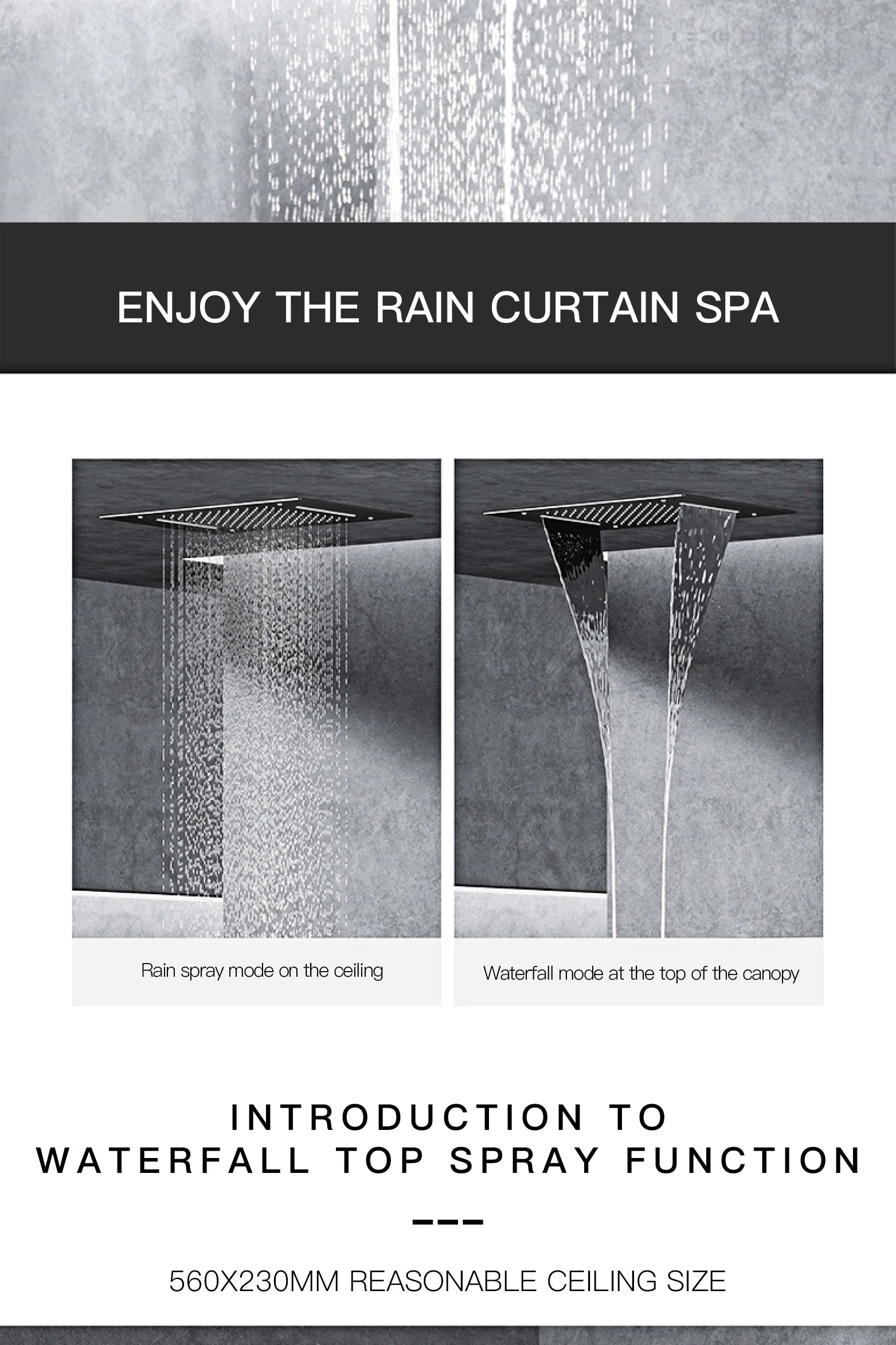 Luxury  black brass shower system wall-mounted LED digital display design Cold &amp; hot dual-control 4-function ceiling shower Tap