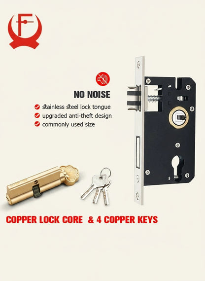 KA European Style Gold Door Locks with Keys Door Handle Ivory White Security Entrance Door Lock Mute Anti-theft Door Hardware