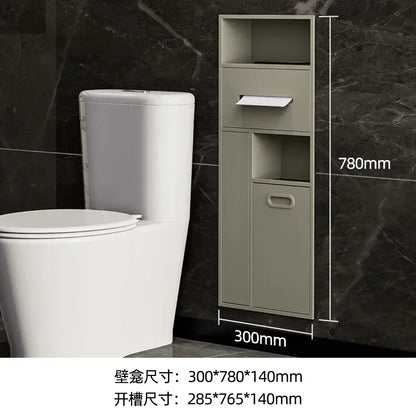 Stainless Steel Niche Bathroom Metal Embedded Trash Can Cabinet Finished Toilet Side Tissue Storage Rack