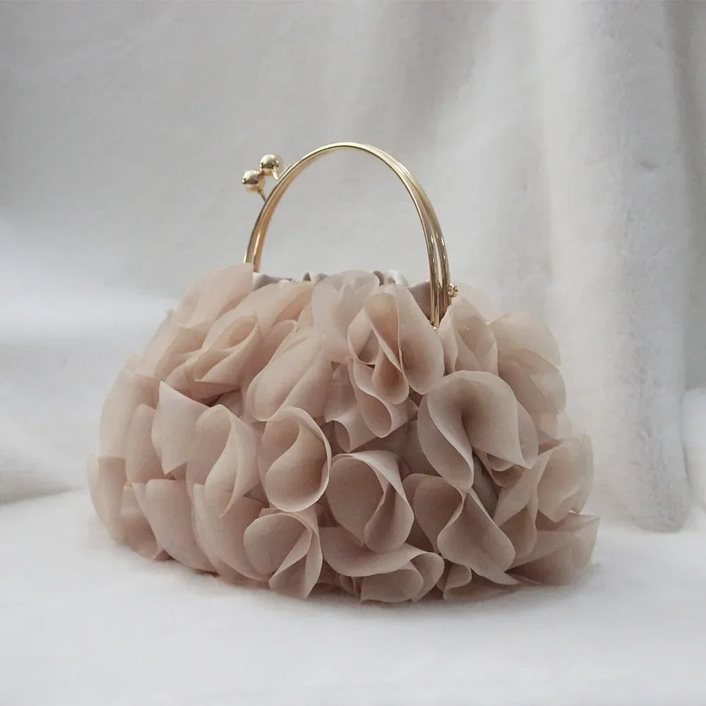 Luxury Satin Floral Bride Party Evening Clutch Bag Women Wedding Purses and Handbags Small Shoulder Chain Bag Designer Bag Gift