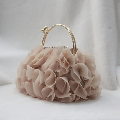 Luxury Satin Floral Bride Party Evening Clutch Bag Women Wedding Purses and Handbags Small Shoulder Chain Bag Designer Bag Gift