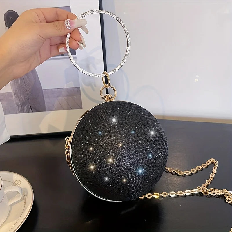 Internet Celebrity Popular Disco Bag Shiny Bracelet Ball Banquet Bag Dinner Bag Socialite Party Bag Trendyy Hand Bag Chain Crossbody Bag for Women