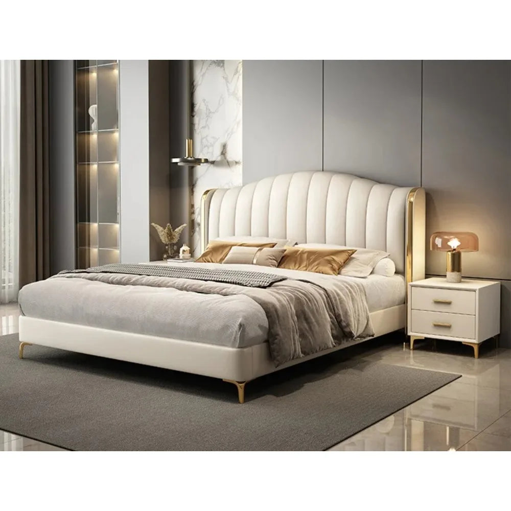 king Size Bed Up-holstered Home Queen Cama Matrimonial Modernas Bedroom Furniture Lit Complet Letto Luxury Bed Frame Wooden Bett