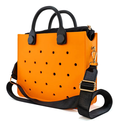 Beach Tote Travel Handbag Storage Fashion Storage EVA Large Leather Shoulder Bag for Women Casual Waterproof Bag Hole Fit Charms