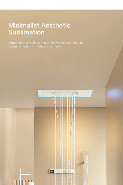 Intelligent digital display luxury white brass shower system with hidden design Dual control of hot &amp; cold Wall mounted faucet