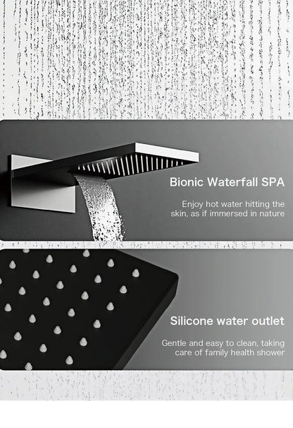 Luxury black shower system with wall mounted design LED digital display for dual control of hot &amp; cold Simple bathroom Tap
