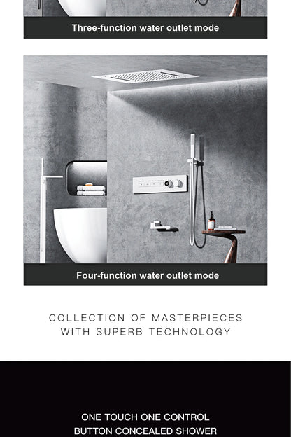 Luxury  black brass shower system wall-mounted LED digital display design Cold &amp; hot dual-control 4-function ceiling shower Tap