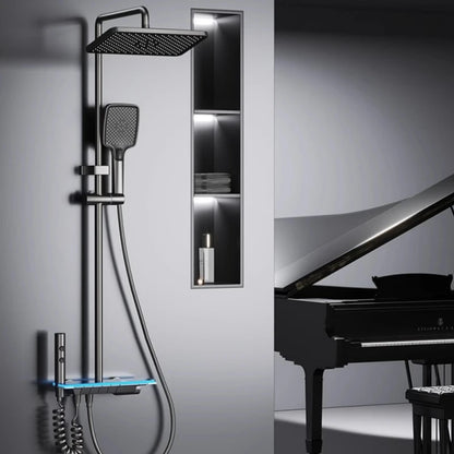 New Shower Set Four-Function Smart Digital Display Shower System Rainfall Pressurized Wall-mounted Piano Key Shower Faucet Set
