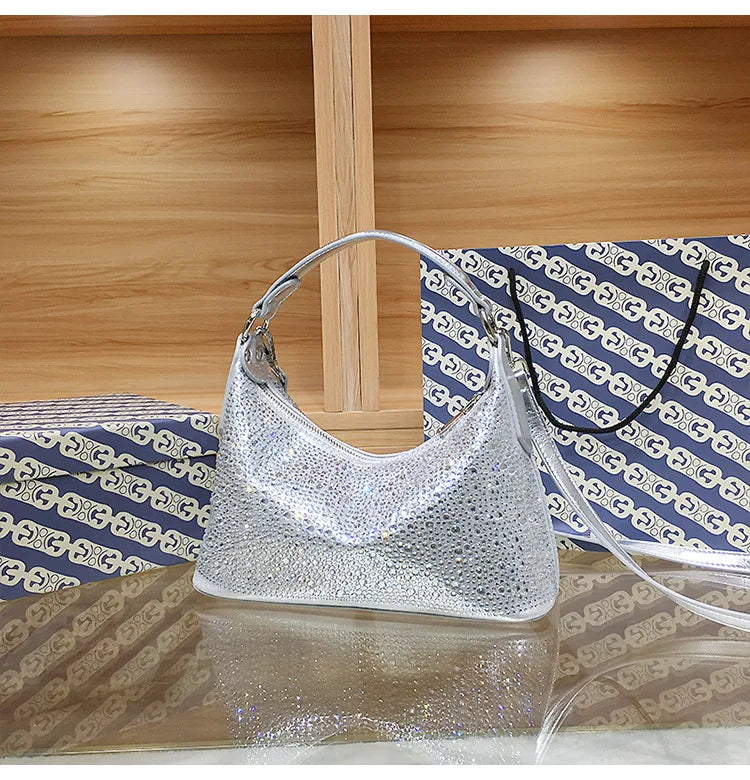 Women Shiny Evening Handbag Female delicate rhinestone shoulder bag dinner fashion luxury large capacity Tote bag gift for girls
