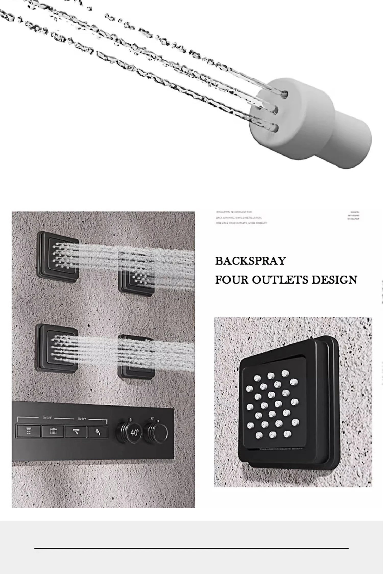 Luxury gun gray brass shower system with ceiling design Hidden LED digital display Dual control of Hot &amp; Cold  bathroom Faucet