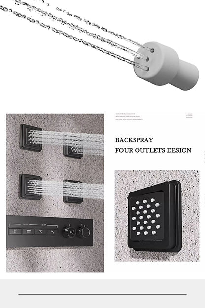 Luxury gun gray brass shower system with ceiling design Hidden LED digital display Dual control of Hot &amp; Cold  bathroom Faucet