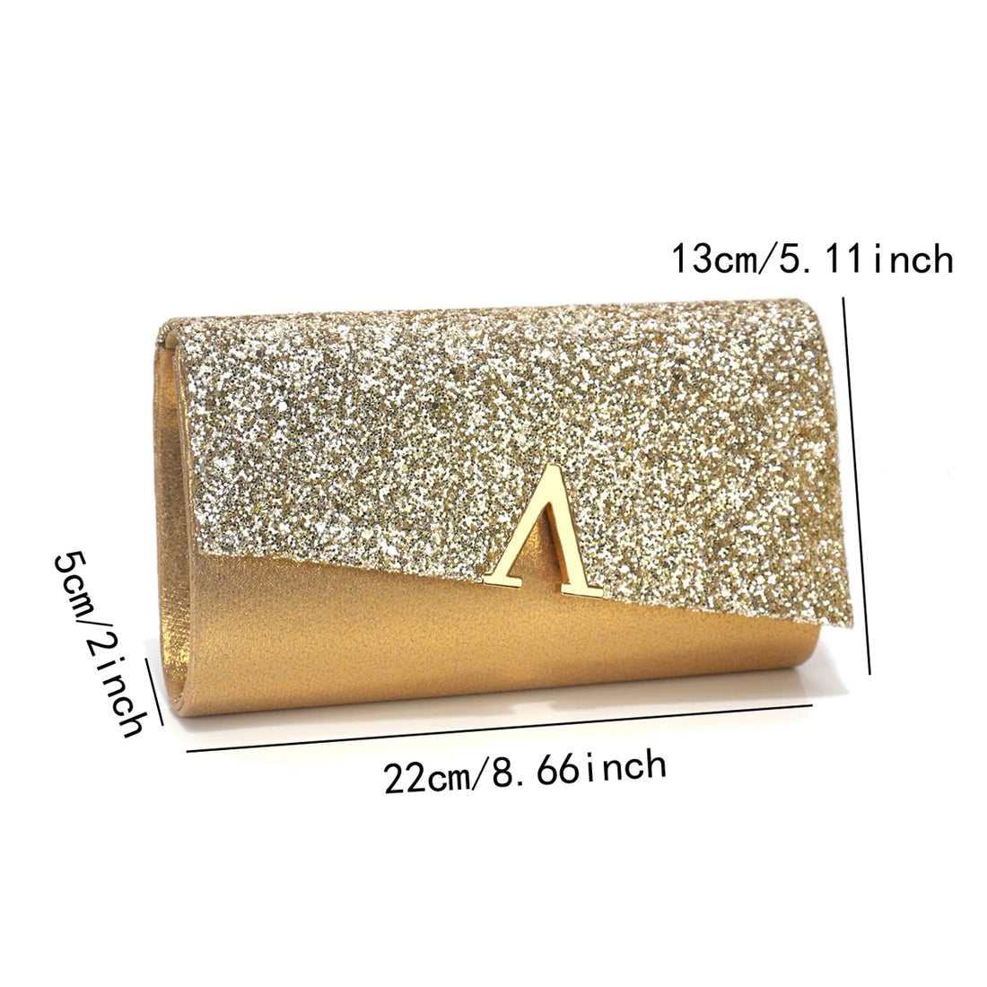V Design Metal Chain Glamorous Design Evening Bags Envelope Shaped Sequins Handbags For Prom Dinner Wedding Banquet Purse