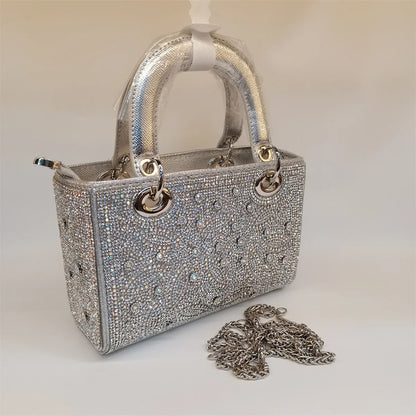 Hot Popular Women Rhinestone Evening Bag New Fashion Handbag Clutch Embellished Long Chain Bag Casual Bag F5-405-1