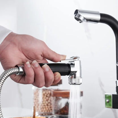 kitchen Sink Faucet Black Deck Mounted Flexible Pull Out Mixer Tap Hot Cold Kitchen Faucet Spring Spout Chrome Silver Faucet