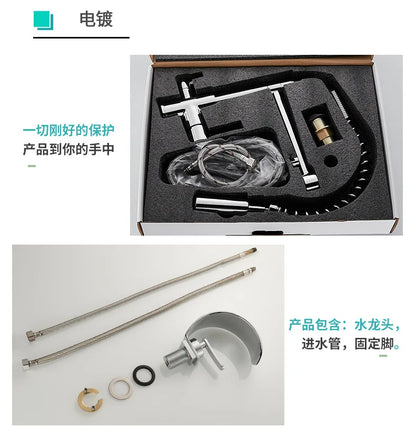 GEGVE Waterfall Washbasin Faucets Mixer Tap Sink Hot&amp;cold Water Hydrant Iron To Sink A Bathtub Bathroom Sink tap tap Black White