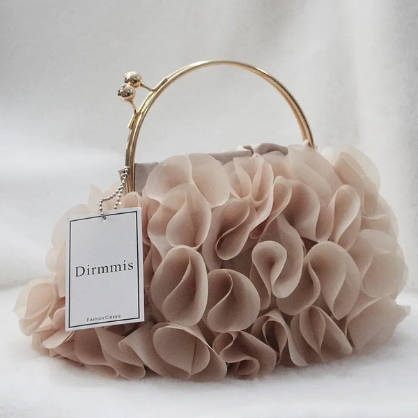 Luxury Satin Floral Bride Party Evening Clutch Bag Women Wedding Purses and Handbags Small Shoulder Chain Bag Designer Bag Gift