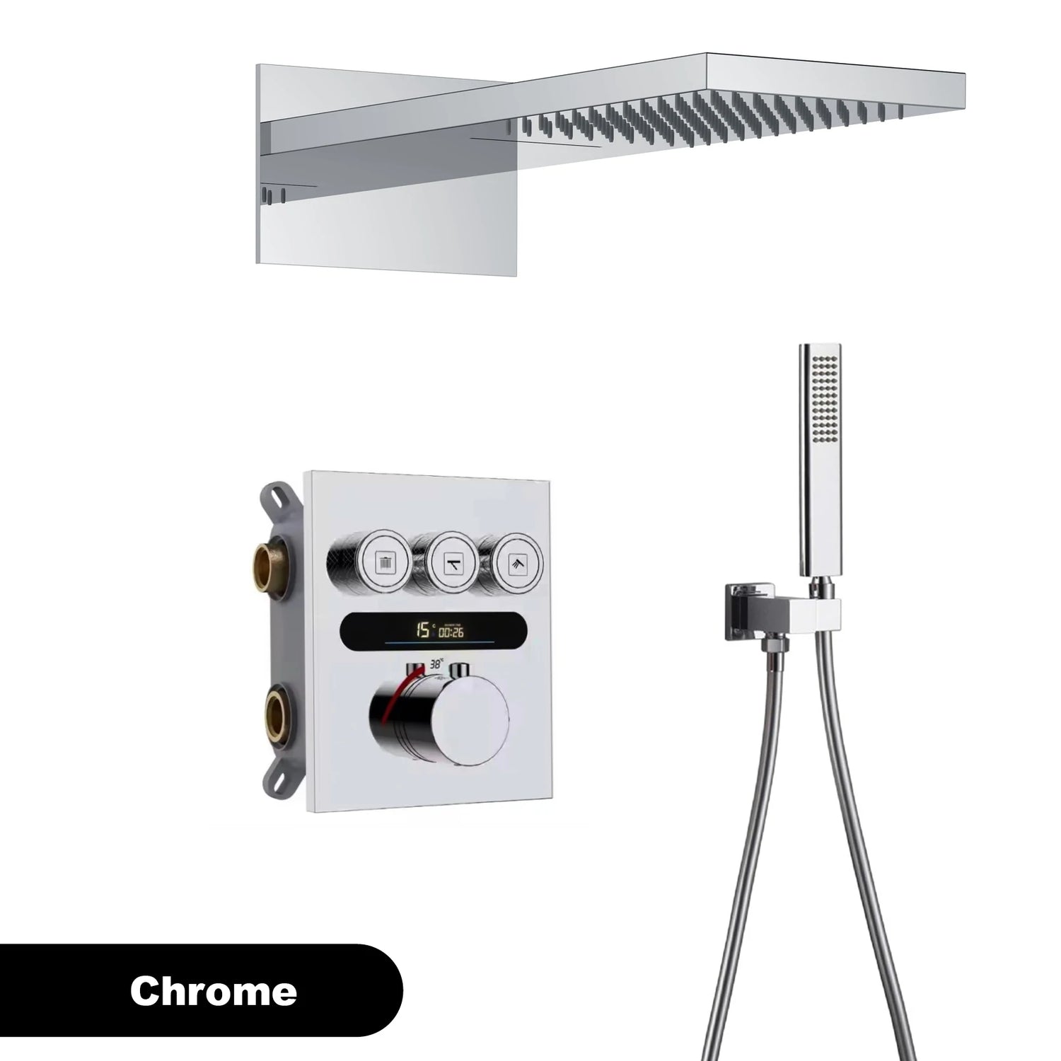 Luxury  gold LED digital display constant temperature shower system with hot&amp;cold water ceiling embedded bath Mixer