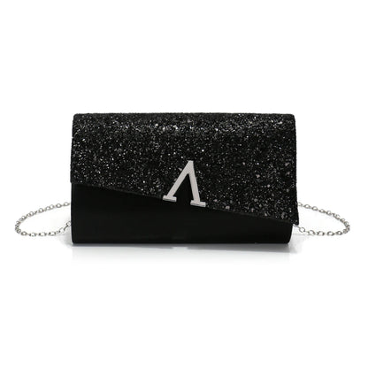 V Design Metal Chain Glamorous Design Evening Bags Envelope Shaped Sequins Handbags For Prom Dinner Wedding Banquet Purse