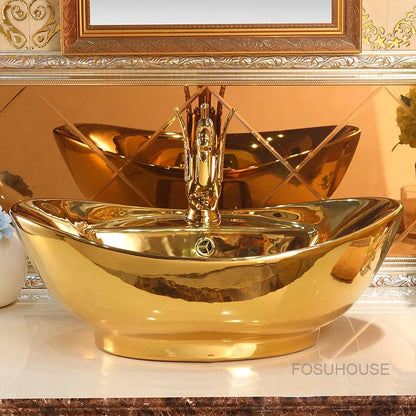 Gold Bathroom Sinks Ceramic Bathroom Sinks Art European Toilet Basin Wash Basin Modern Washing Hand Basin