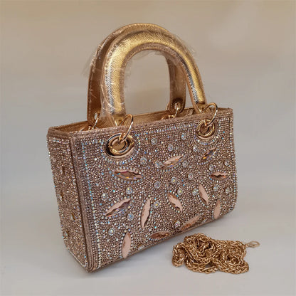Hot Popular Women Rhinestone Evening Bag New Fashion Handbag Clutch Embellished Long Chain Bag Casual Bag F5-405-1