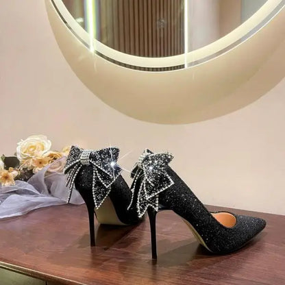 Crystal Shoes Sandals Ladies Beige High Heels Bling Bling 2025 Ornaments African Spring 12cm Silver Bridal Latest Wedding Pumps