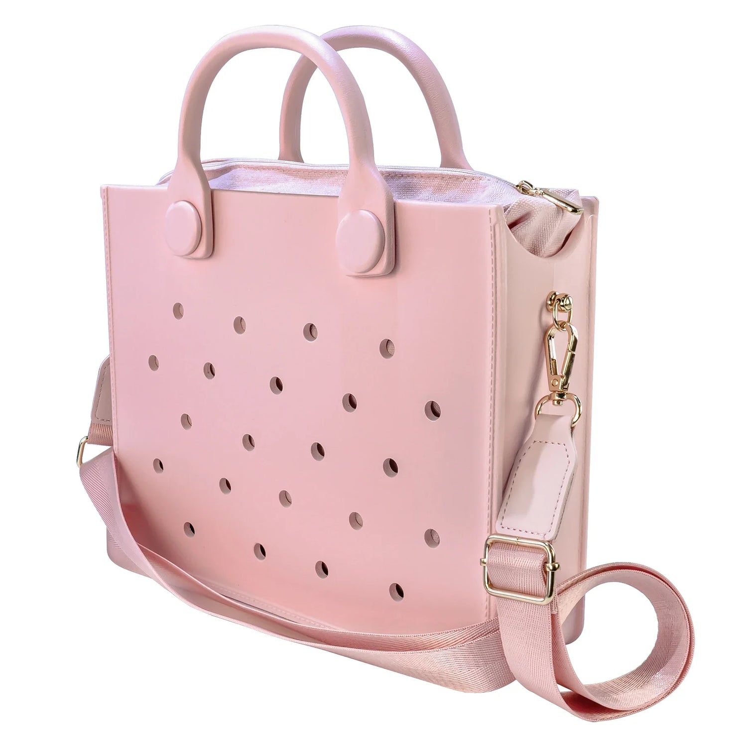 Beach Tote Travel Handbag Storage Fashion Storage EVA Large Leather Shoulder Bag for Women Casual Waterproof Bag Hole Fit Charms