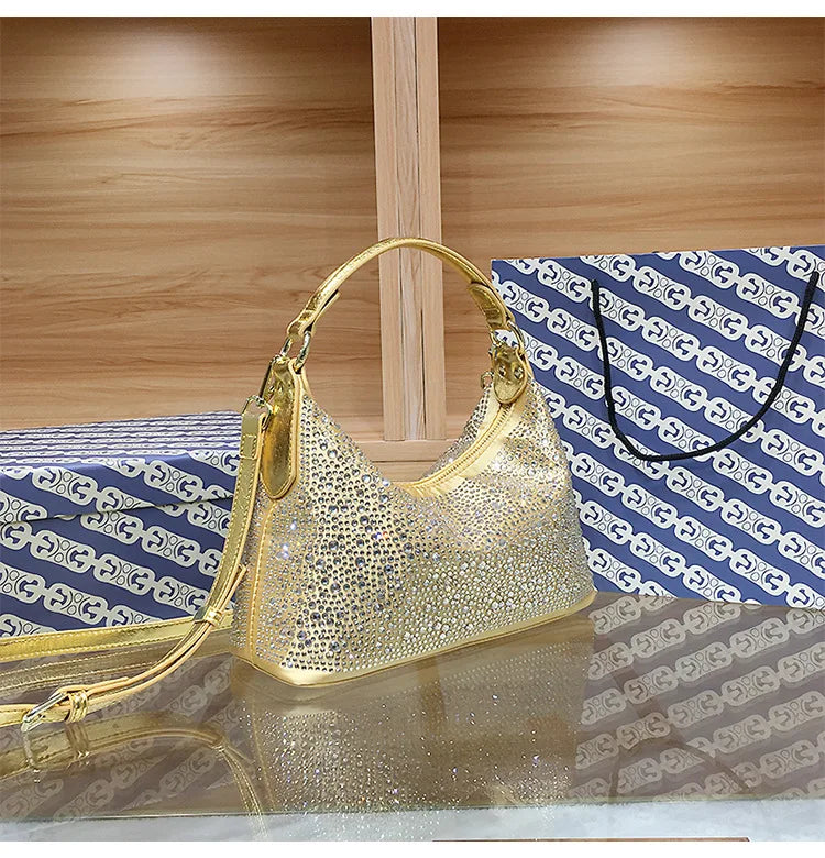 Women Shiny Evening Handbag Female delicate rhinestone shoulder bag dinner fashion luxury large capacity Tote bag gift for girls