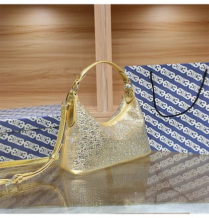 Women Shiny Evening Handbag Female delicate rhinestone shoulder bag dinner fashion luxury large capacity Tote bag gift for girls