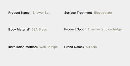 Luxury gun gray brass shower system with ceiling design Hidden LED digital display Dual control of Hot &amp; Cold  bathroom Faucet