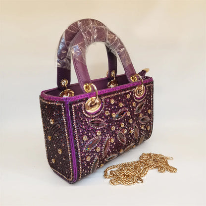 Hot Popular Women Rhinestone Evening Bag New Fashion Handbag Clutch Embellished Long Chain Bag Casual Bag F5-405-1