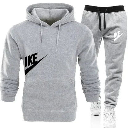 New hooded sports hoodie + 2 sets of sweatpants, fashion printed autumn and winter men&