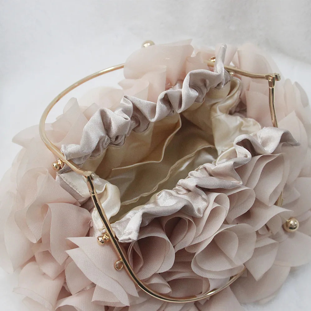 Luxury Satin Floral Bride Party Evening Clutch Bag Women Wedding Purses and Handbags Small Shoulder Chain Bag Designer Bag Gift
