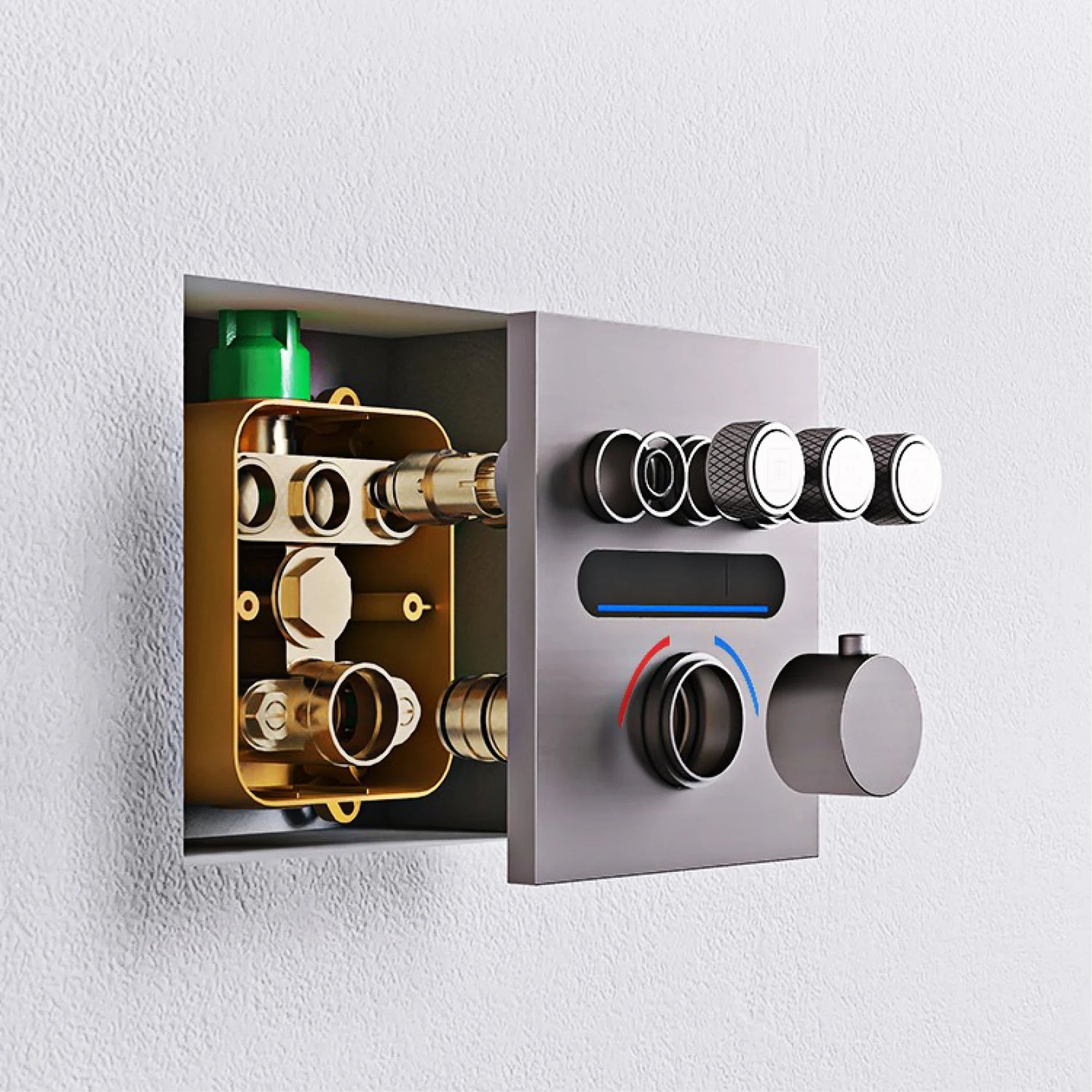 Luxury  gold LED digital display constant temperature shower system with hot&amp;cold water ceiling embedded bath Mixer