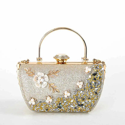 2024 New Arrival Flower Crystal Wedding Bridal Clutch Purse Luxury Designer Women&