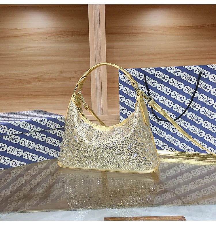 Women Shiny Evening Handbag Female delicate rhinestone shoulder bag dinner fashion luxury large capacity Tote bag gift for girls